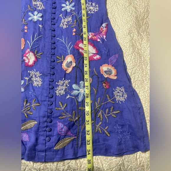 Johnny Was floral embroidered Nila blue tunic button  dress XXS fits XS/S - Picture 12 of 15
